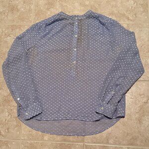 JCrew | Silk Popover Blouse w/Ribbon Details | Light Blue/White | Size 8